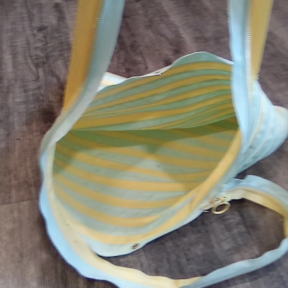 Striped Yellow and Blue Tote Bag